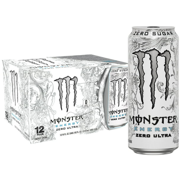 (12 Cans) Monster Zero Ultra, Sugar Free Energy Drink