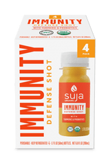 Suja Juice Immunity Defense Shot, Organic Cold Pressed Juice 1.7 oz, with Turmeric and Probiotics 4 Pack