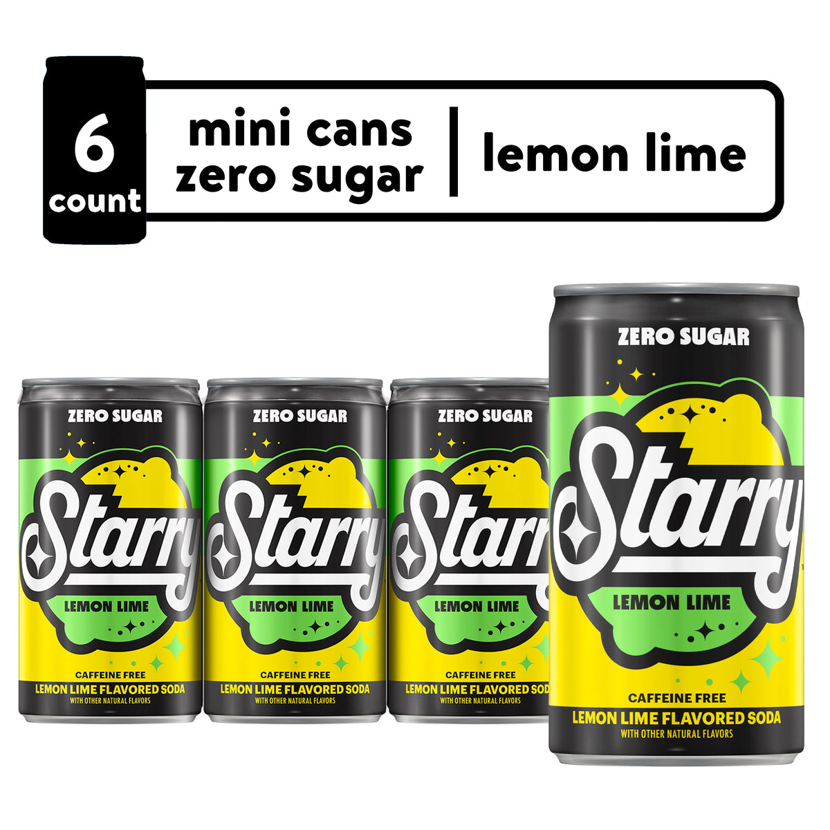 Starry Zero Sugar Flavored Beverage Lemon Lime, 6 Count